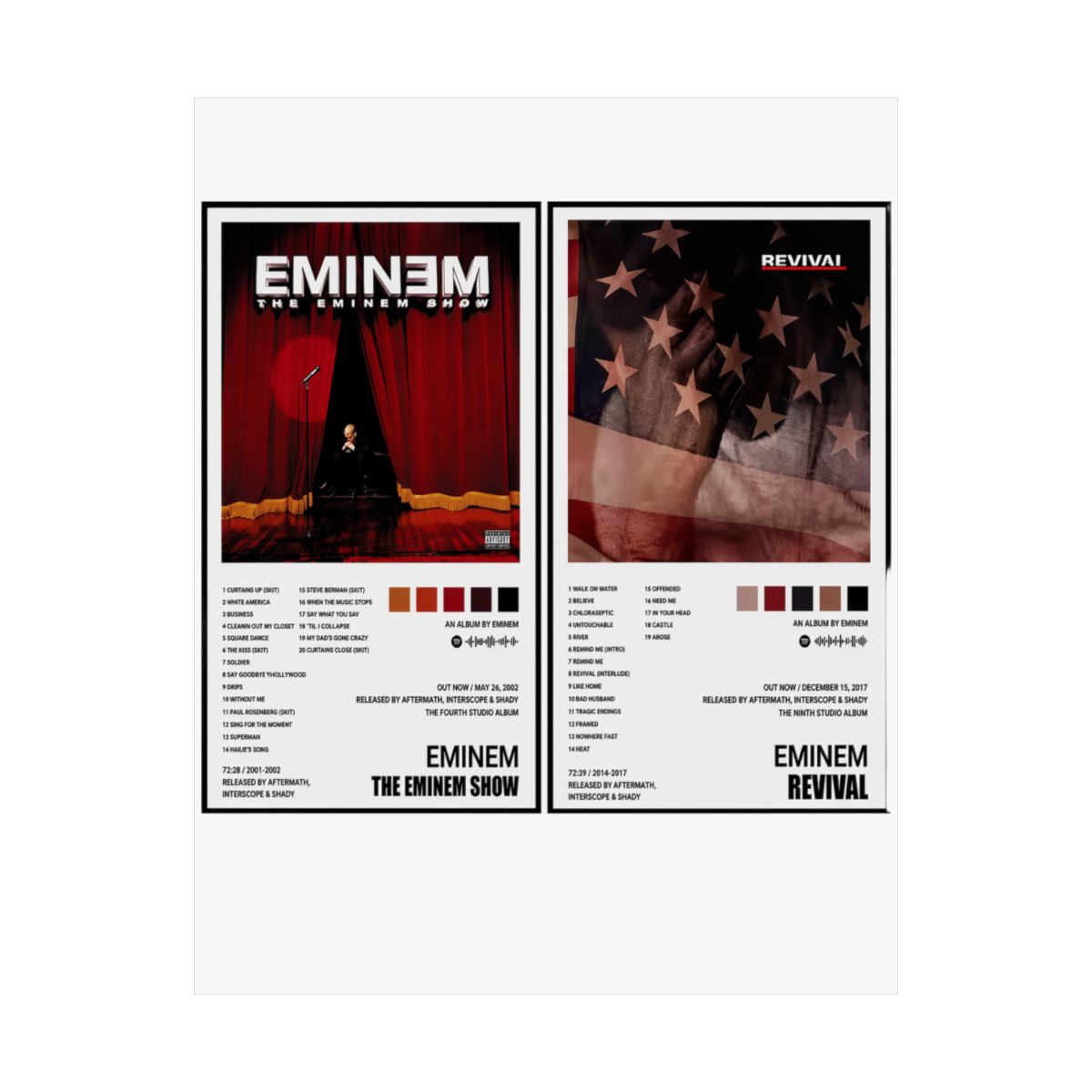Eminem Kanye Hip Hop Tracklist Aesthetic Poster | Minimalist Posters Wall Art